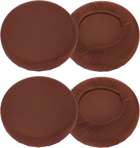 Runder Hockerbezug 28-38/40-50 cm - Waschbar & Staubdicht - Mit Elastischem Gummizug - Für Barhocker, Küche & Wohnzimmer - Dekorativer Schonbezug(Dark Brown,40-50CM) von Generic