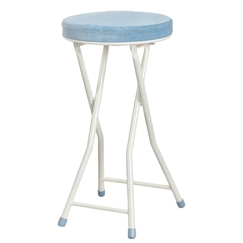 Runder Klapphocker, Rückenloser Frühstücksbarhocker mit Fußstütze für Erwachsene Küche Picknick Garten(Blau) von Generic