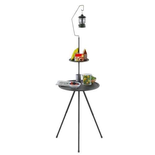 Runder Klapptisch - Camping im Freien und Picknick -Couchtisch, kompakte Gartenpicknicktische | Leichter Reisefreundlichkeitsfreundlicher Doppelstufe mit Stand, kompaktes Strandcamp -Accessoires für O von Generic