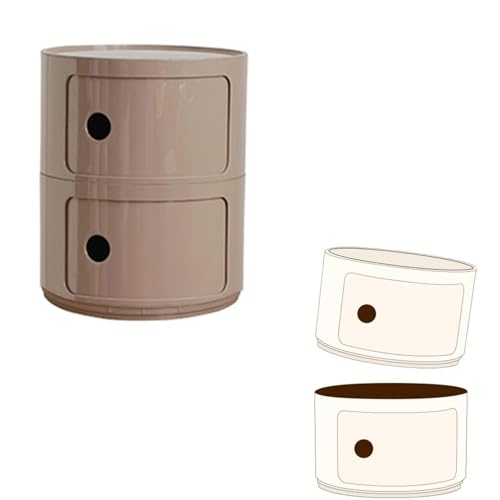 Runder Nachttisch Aus Kunststoff, Componibili Container 2/3/4-fächer, Beistelltisch Rund 2/3/4 Etagen Nachtkästchen Eckkommode Kommode Für Badezimmer(Pink c,2 Tier) von Generic