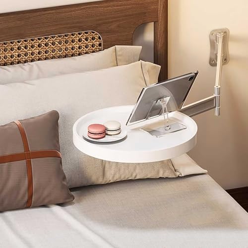 Runder Nachttisch Klappbarer Tisch Wandmontierte Tische Holz Nachttisch moderner Nachttisch Nachttisch Hängend for Zuhause Schlafzimmer for Enge Räume(White) von Generic