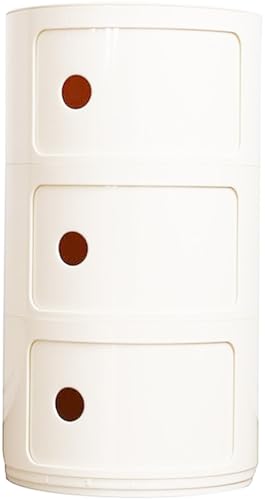 Runder Nachttisch Mit Schubladen – Stapelbarer Abnehmbarer Beistelltisch Schiebetür Robuster ABS Kunststoff Aufbewahrungsschrank Platzsparend(Beige,3 Tier) von Generic