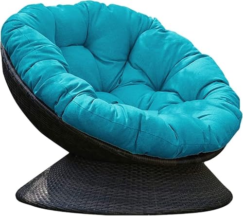 Runder Papasan Indoor-Outdoor-Stuhl Flauschiger Schüsselförmiger Stuhl Aus Baumwolle Dicker Mondstuhl Bequemer Hängesessel Hängematten Schaukel, Blue, 120cm von Generic