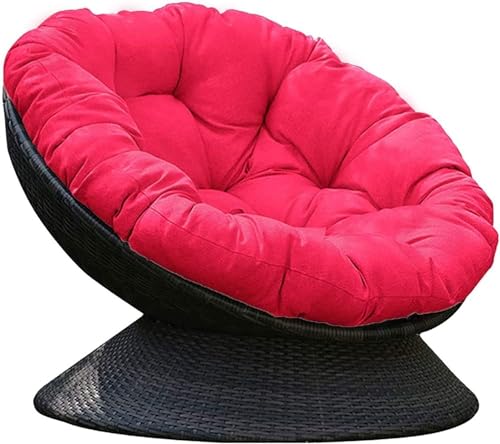 Runder Papasan Indoor-Outdoor-Stuhl Flauschiger Schüsselförmiger Stuhl Aus Baumwolle Dicker Mondstuhl Bequemer Hängesessel Hängematten Schaukel, Rose Red, 120cm von Generic