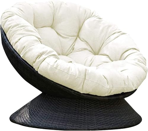 Runder Papasan Indoor-Outdoor-Stuhl Flauschiger Schüsselförmiger Stuhl Aus Baumwolle Dicker Mondstuhl Bequemer Hängesessel Hängematten Schaukel, White, 130cm von Generic