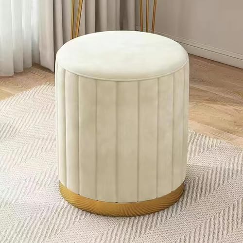 Runder Samt Polster-Toilettenhocker mit goldenem Standfuß für Wohnzimmer Schlafzimmer oder Geschäft in weiß, ohne Aufbewahrung 33 x 42 cm Runder Samt Polster-Toilettenhocker mit goldenem Standfuß für Wohnzimmer Schlafzimmer oder Geschäft in weiß, ohne Aufbewahrung 33 x 42 cm von Generic