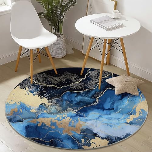Runder Teppich 160 cm - Aquarell Marmorierung Linien Bedruckter Teppich, Waschbarer Rutschfester Bunt Rund Teppiche für Wohnzimmer & Schlafzimmer Fußmatten Runder Teppich 160 cm - Aquarell Marmorierung Linien Bedruckter Teppich, Waschbarer Rutschfester Bunt Rund Teppiche für Wohnzimmer & Schlafzimmer Fußmatten von Generic