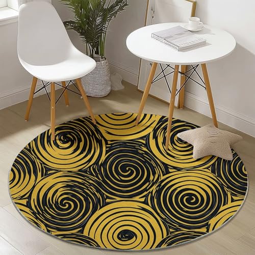 Runder Teppich 160 cm - Einfach Tupfen Verziert Bedruckter Teppich, Waschbarer Rutschfester Schwarz Gelb Rund Teppiche für Wohnzimmer & Schlafzimmer Fußmatten Runder Teppich 160 cm - Einfach Tupfen Verziert Bedruckter Teppich, Waschbarer Rutschfester Schwarz Gelb Rund Teppiche für Wohnzimmer & Schlafzimmer Fußmatten von Generic