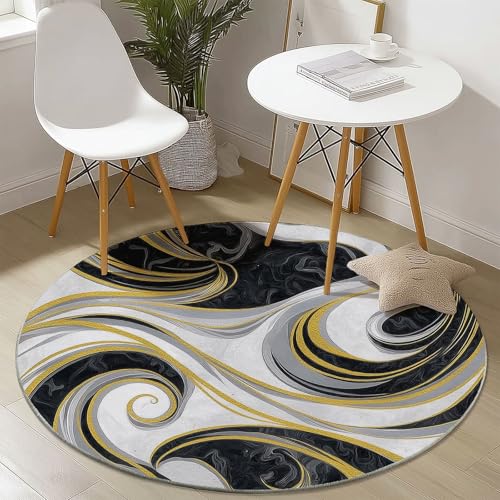Runder Teppich 180 cm - Linien Wirbel Textur Bedruckter Teppich, Waschbarer Rutschfester Bunt Rund Teppiche für Wohnzimmer & Schlafzimmer Fußmatten Runder Teppich 180 cm - Linien Wirbel Textur Bedruckter Teppich, Waschbarer Rutschfester Bunt Rund Teppiche für Wohnzimmer & Schlafzimmer Fußmatten von Generic