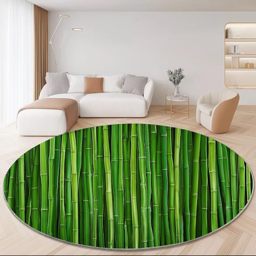 Runder Teppich Waschbar Bedruckt Natur Bambus Stiele Wohnzimmer Rund 180 cm Grün Flauschig Modern Teppich Für Schlafzimmer Heimbüro Esszimmer Küche Innen Studie Dekor Runder Teppich Waschbar Bedruckt Natur Bambus Stiele Wohnzimmer Rund 180 cm Grün Flauschig Modern Teppich Für Schlafzimmer Heimbüro Esszimmer Küche Innen Studie Dekor von Generic