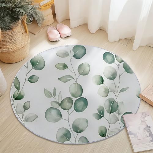 Runder Teppich Waschbar Bedruckt Natur Eukalyptusblätter Zweige Wohnzimmer Rund 180 cm Grün Flauschig Modern Teppich Für Schlafzimmer Heimbüro Esszimmer Küche Innen Studie Dekor Runder Teppich Waschbar Bedruckt Natur Eukalyptusblätter Zweige Wohnzimmer Rund 180 cm Grün Flauschig Modern Teppich Für Schlafzimmer Heimbüro Esszimmer Küche Innen Studie Dekor von Generic