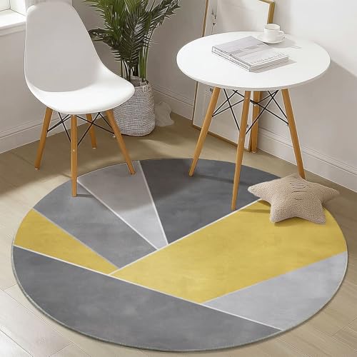 Runder Teppich Wohnzimmer 120 cm Minimalismus Geometrie Farbblöcke Gelb - Waschbar, Kurzflor, rutschfest Für Esszimmer Schlafzimmer Wohnbereich Tischunterlage Essbereich Heimbüro Dekor Runder Teppich Wohnzimmer 120 cm Minimalismus Geometrie Farbblöcke Gelb - Waschbar, Kurzflor, rutschfest Für Esszimmer Schlafzimmer Wohnbereich Tischunterlage Essbereich Heimbüro Dekor von Generic