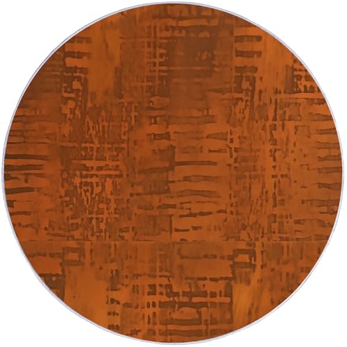 Runder Teppich aus Korallensamt Alte Textur Retro-Kunst Rutschfester Waschbare 100 cm (Round) Flur Teppich Duschvorleger Fussmatten,für Esszimmer Schlafzimmer Wohnzimmer Orange Braun von Generic