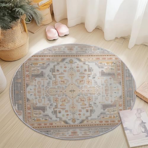 Runder Teppiche 120 cm Ethnischer Stil Geometrische Traditionelle Muster Waschbarer Runder Teppich rutschfest Fusselfrei Niederflor Für Wohnzimmer Kinderzimmer Schlafzimmer Couchtisch Beige Runder Teppiche 120 cm Ethnischer Stil Geometrische Traditionelle Muster Waschbarer Runder Teppich rutschfest Fusselfrei Niederflor Für Wohnzimmer Kinderzimmer Schlafzimmer Couchtisch Beige von Generic