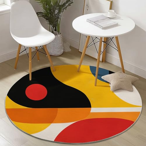 Runder Teppiche 120 cm Geometrie Kreis Farbblock Waschbarer Runder Teppich rutschfest Fusselfrei Niederflor Für Wohnzimmer Kinderzimmer Schlafzimmer Couchtisch Gelb Runder Teppiche 120 cm Geometrie Kreis Farbblock Waschbarer Runder Teppich rutschfest Fusselfrei Niederflor Für Wohnzimmer Kinderzimmer Schlafzimmer Couchtisch Gelb von Generic