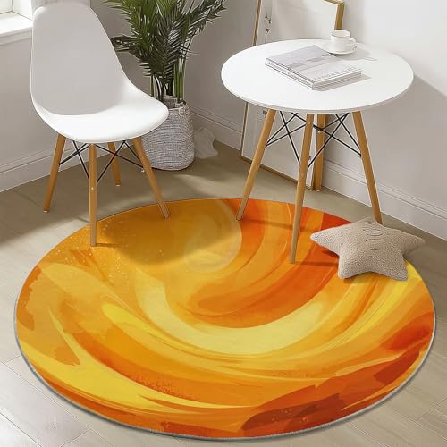 Runder Teppiche 120 cm Modern Wirbel Farbblock Waschbarer Runder Teppich rutschfest Fusselfrei Niederflor Für Wohnzimmer Kinderzimmer Schlafzimmer Couchtisch Gelb Runder Teppiche 120 cm Modern Wirbel Farbblock Waschbarer Runder Teppich rutschfest Fusselfrei Niederflor Für Wohnzimmer Kinderzimmer Schlafzimmer Couchtisch Gelb von Generic