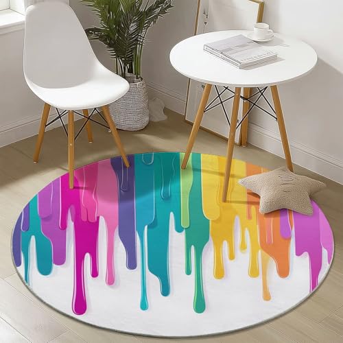 Runder Teppiche 180 cm Abstrakt Farbe Tropfend Waschbarer Runder Teppich rutschfest Fusselfrei Niederflor Für Wohnzimmer Kinderzimmer Schlafzimmer Couchtisch Bunt Runder Teppiche 180 cm Abstrakt Farbe Tropfend Waschbarer Runder Teppich rutschfest Fusselfrei Niederflor Für Wohnzimmer Kinderzimmer Schlafzimmer Couchtisch Bunt von Generic
