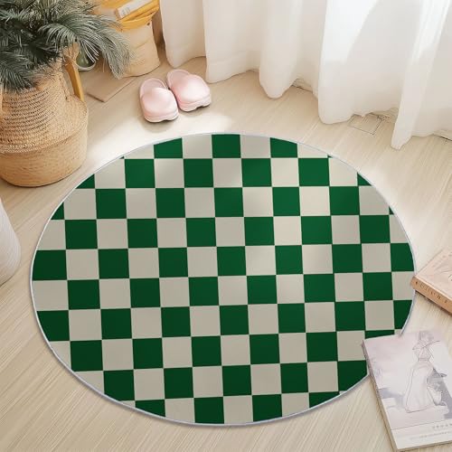 Runder Teppiche 180 cm Minimalismus Schachbrett Raster Waschbarer Runder Teppich rutschfest Fusselfrei Niederflor Für Wohnzimmer Kinderzimmer Schlafzimmer Couchtisch Grün Runder Teppiche 180 cm Minimalismus Schachbrett Raster Waschbarer Runder Teppich rutschfest Fusselfrei Niederflor Für Wohnzimmer Kinderzimmer Schlafzimmer Couchtisch Grün von Generic