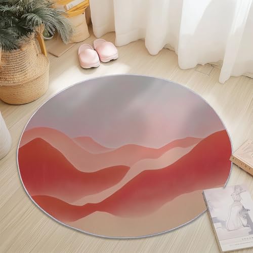 Runder Teppiche 60 cm Abstrakt Sanddünen Farbverlauf Waschbarer Runder Teppich rutschfest Fusselfrei Niederflor Für Wohnzimmer Kinderzimmer Schlafzimmer Couchtisch Rot Runder Teppiche 60 cm Abstrakt Sanddünen Farbverlauf Waschbarer Runder Teppich rutschfest Fusselfrei Niederflor Für Wohnzimmer Kinderzimmer Schlafzimmer Couchtisch Rot von Generic