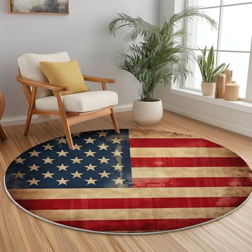 Runder Teppiche 60 cm Amerikanisch Sterne Und Streifen Flagge Waschbarer Runder Teppich rutschfest Fusselfrei Niederflor Für Wohnzimmer Kinderzimmer Schlafzimmer Couchtisch Rot Runder Teppiche 60 cm Amerikanisch Sterne Und Streifen Flagge Waschbarer Runder Teppich rutschfest Fusselfrei Niederflor Für Wohnzimmer Kinderzimmer Schlafzimmer Couchtisch Rot von Generic