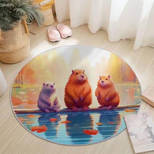 Runder Teppiche 60 cm Natur Biber See Waschbarer Runder Teppich rutschfest Fusselfrei Niederflor Für Wohnzimmer Kinderzimmer Schlafzimmer Couchtisch Orange Farbe Runder Teppiche 60 cm Natur Biber See Waschbarer Runder Teppich rutschfest Fusselfrei Niederflor Für Wohnzimmer Kinderzimmer Schlafzimmer Couchtisch Orange Farbe von Generic