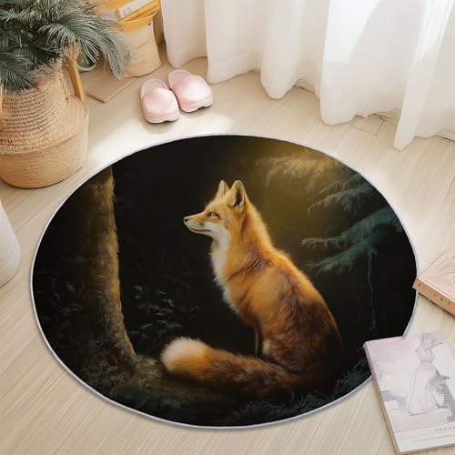 Runder Teppiche 60 cm Natur Fuchs Wald Waschbarer Runder Teppich rutschfest Fusselfrei Niederflor Für Wohnzimmer Kinderzimmer Schlafzimmer Couchtisch Orange Farbe Runder Teppiche 60 cm Natur Fuchs Wald Waschbarer Runder Teppich rutschfest Fusselfrei Niederflor Für Wohnzimmer Kinderzimmer Schlafzimmer Couchtisch Orange Farbe von Generic