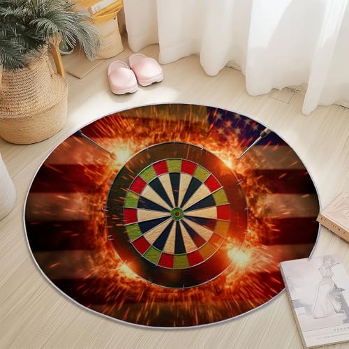 Runder Teppiche 60 cm Sport Dartscheibe Stars and Stripes Hintergrund Waschbarer Runder Teppich rutschfest Fusselfrei Niederflor Für Wohnzimmer Kinderzimmer Schlafzimmer Couchtisch Rot Runder Teppiche 60 cm Sport Dartscheibe Stars and Stripes Hintergrund Waschbarer Runder Teppich rutschfest Fusselfrei Niederflor Für Wohnzimmer Kinderzimmer Schlafzimmer Couchtisch Rot von Generic