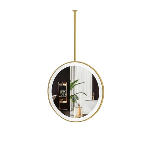 Runder doppelseitiger Deckenspiegel, 360° drehbarer Ankleidespiegel, LED-Licht mit 3 einstellbaren Farbtemperaturen, geeignet for Zuhause und Hotel(Gold,80x80cm) von Generic