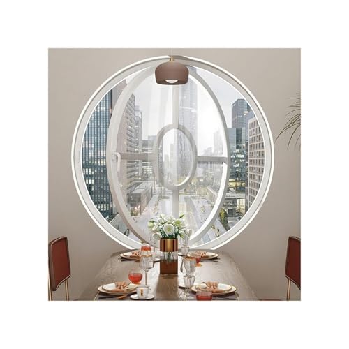 Rundes, Flächenbündiges Schuppenfenster, 360° Drehbar, Lüftungsfenster, 40 50 60 70 80 100 Cm, Schlafzimmer/Küche/Toiletten/Wohnzimmerfenster, Küchen Heimdekorfenster(White,90cm) von Generic