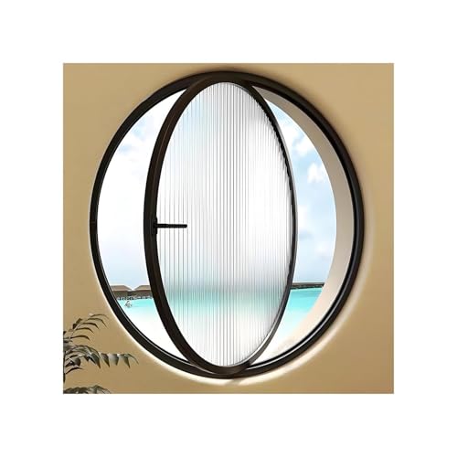 Rundes Fenster Aus Gehärtetem Glas Mit Aluminiumrahmen, Drehflügelfenster Mit Griff Für Badezimmer, Küche, Schlafzimmer, Wohnzimmer – Ersatzfenster Für Die Innenbelüftung(Black,70cm) von Generic
