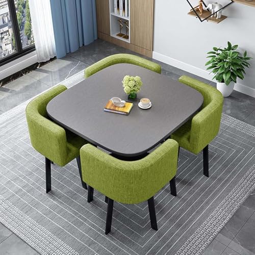 Rundes Quadratisches Esstisch-Set Mit Stühlen Moderner Konferenztisch Und 4 Stühle Set Empfangstisch Und Stuhlkombination Küchentisch-Set Aus Holz Für 4 Personen Für Das Wohnz, S, 90cm/35.4in von Generic