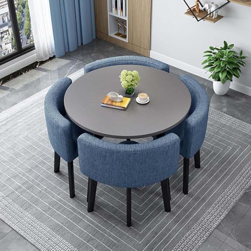 Rundes Quadratisches Esstisch-Set Mit Stühlen Moderner Konferenztisch Und 4 Stühle Set Empfangstisch Und Stuhlkombination Küchentisch-Set Aus Holz Für 4 Personen Für Das Wohnz, U, 90cm/35.4in von Generic