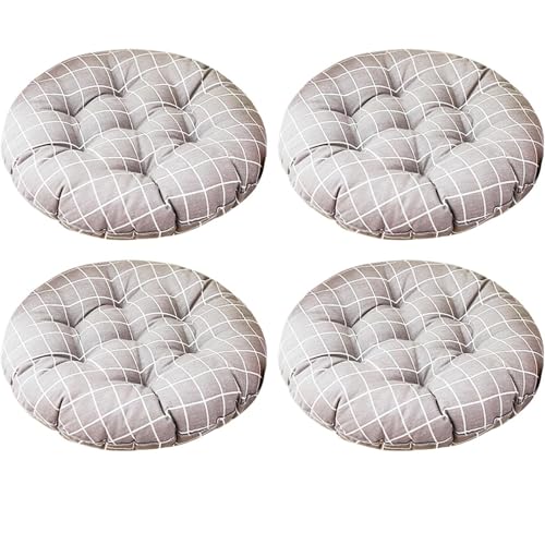 Rundes Sitzkissen1/2/4 StüCk ，Baumwoll-Leinen-Mischgewebe, Hautfreundlich Und Atmungsaktiv FüR KüChenstüHle/BüRostüHle/TerrassenstüHle(Stmle14,30x30(4pcs)) von Generic