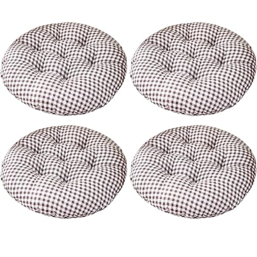 Rundes Sitzkissen1/2/4 StüCk ，Baumwoll-Leinen-Mischgewebe, Hautfreundlich Und Atmungsaktiv FüR KüChenstüHle/BüRostüHle/TerrassenstüHle(Stmle19,50x50(4pcs)) von Generic