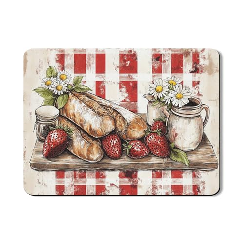Rustikale Abtropfmatten für Küchentheke, Vintage-Design, rotes Gingham-Muster, saugfähiges Gummi-Abtropfgestell, Frühlingsblumen, PU-Leder, Abtropfunterlage für Küchentheke, Dekoration, 45,7 x 61 cm von Generic