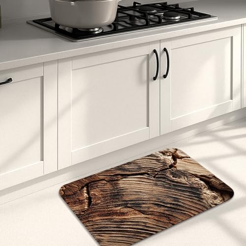 Rustikale Küchenmatten für Boden, braunes Holzmuster, weiche Matten, gepolstert, bequem, waschbar, rutschfest, Dekor-Teppiche für Küchenspüle, Waschküche, Badezimmer, 40,6 x 61 cm von Generic