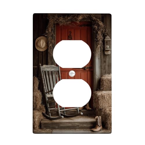 Rustikale Landhaus-Lichtschalter-Abdeckplatte/Steckdosenabdeckungen, warmbraunes Bauernhaus-Dekor für Wandakzente, thermoplastische Wandplatten, Standardgröße, Einzel-Duplex-Steckdose Rustikale Landhaus-Lichtschalter-Abdeckplatte/Steckdosenabdeckungen, warmbraunes Bauernhaus-Dekor für Wandakzente, thermoplastische Wandplatten, Standardgröße, Einzel-Duplex-Steckdose von Generic