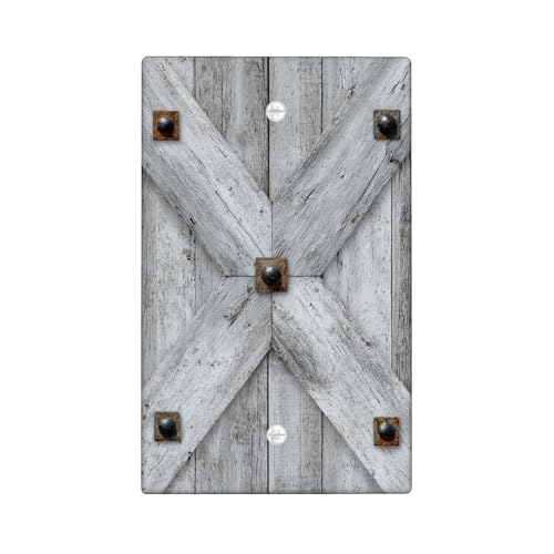 Rustikale Lichtschalter-Abdeckplatte aus Holz, verwitterte graue Überlappung für Bauernhaus-Dekor, Polycarbonat, Standard-Größe, blanko Abdeckplatte von Generic