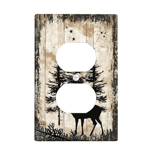 Rustikale Lichtschalter-Abdeckplatten/Steckdosenabdeckungen, braunes Waldmotiv für Heimdekoration, thermoplastische Wandplatten, Standardgröße, Einzel-Duplex-Steckdose von Generic