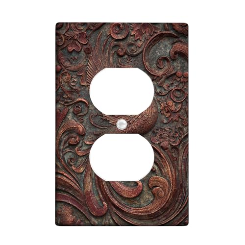 Rustikale Pfau-Lichtschalter-Abdeckplatten/Steckdosenabdeckungen, antikes Bronze-Blumen-Design für Heimdekoration, thermoplastische Wandplatten, Standardgröße, Einzel-Duplex-Steckdose Rustikale Pfau-Lichtschalter-Abdeckplatten/Steckdosenabdeckungen, antikes Bronze-Blumen-Design für Heimdekoration, thermoplastische Wandplatten, Standardgröße, Einzel-Duplex-Steckdose von Generic