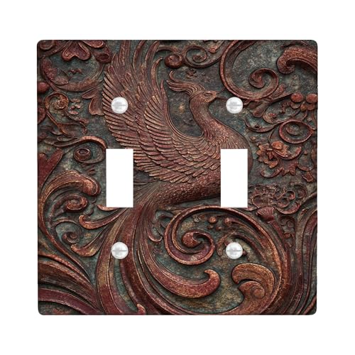 Rustikale Pfau-Lichtschalter-Abdeckplatten/Steckdosenabdeckungen, antikes Bronze-Blumen-Design für Heimdekoration, thermoplastische Wandplatten, Standardgröße Doppelknebel Rustikale Pfau-Lichtschalter-Abdeckplatten/Steckdosenabdeckungen, antikes Bronze-Blumen-Design für Heimdekoration, thermoplastische Wandplatten, Standardgröße Doppelknebel von Generic
