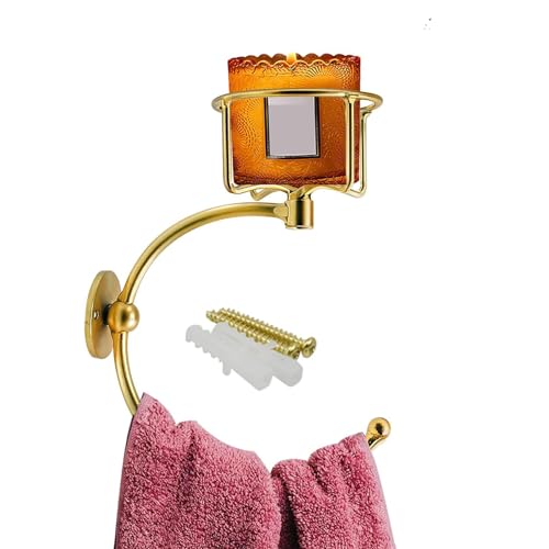 Rustikaler Handtuchring mit Kerzenhalter Vintage Handtuchhalter Landhausstil Küchenhalter für Tür Dusche und Öldiffusor von Generic