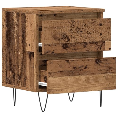 Rustikaler Holz Nachttisch, Zwei Schubladen, Zurückgewonnenes Holz, Vintage -Stil, Vielseitiger Gebrauch, Brauner Rechteckiger Nachttisch für Schlafzimmer Rustikaler Holz Nachttisch, Zwei Schubladen, Zurückgewonnenes Holz, Vintage -Stil, Vielseitiger Gebrauch, Brauner Rechteckiger Nachttisch für Schlafzimmer von Generic
