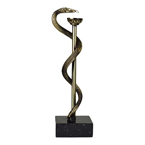 Rute Gottes Asklepius Symbol der Medizin Schlange echte Bronze braun Metall Kunst Skulptur von Generic