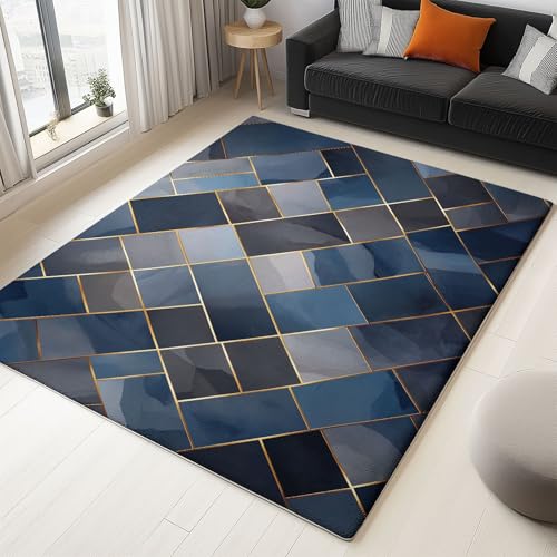 Rutschfester Flanell Teppich mit Stilvollem Print Blaugrau, Weicher Atmungsaktiver Geometrische Fliesen modern Muster Teppich für Wohnzimmer Kinderzimmer, Pflegeleicht 120 x 170 cm Rutschfester Flanell Teppich mit Stilvollem Print Blaugrau, Weicher Atmungsaktiver Geometrische Fliesen modern Muster Teppich für Wohnzimmer Kinderzimmer, Pflegeleicht 120 x 170 cm von Generic