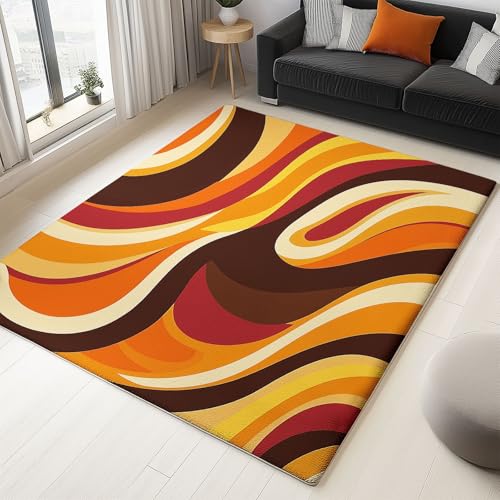 Rutschfester Teppich mit Vintage Exquisit Spirale Muster, Waschbare Flauschige kurzflorige Khaki Bodenmatte für das Wohnzimmer – weich 180 x 240 cm von Generic