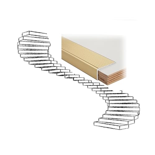 Rutschfester Treppenkantenschutz aus Aluminium- Wasserdichte, verschleißfeste Treppenkanten aus Metall in L-Formfür Innen-/Außentreppen (0,9 m, 3 x 2/4 x 2/7 x 3 cm)(Gold,4x2cm) von Generic