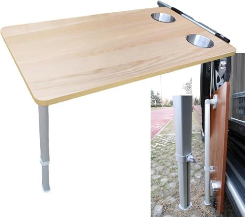 Rv Side Hanging Klapptisch Mit Upgrade Ausziehbares Tischbein 2 Cup Slots, Holz-essecken Für Wohnmobile, Boote, Wohnwagen, Vans, Wohnmobile, Beige von Generic