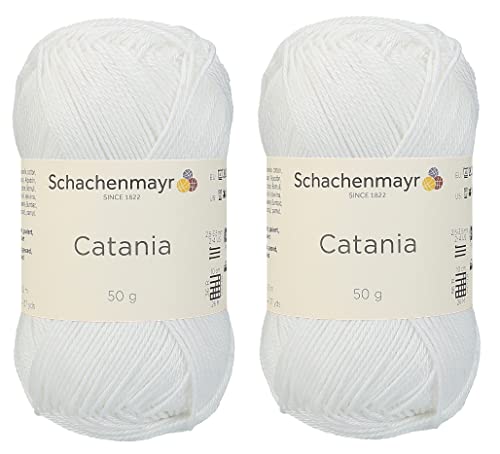 [Set mit 2 Knäuel] SMC Catania Originals 100 % merzerisiertes Baumwollgarn, insgesamt 100 g. Je 50 g / 125 m Amigurumi-Garn Fine-Sport 2 (106 Weiß) von Generic