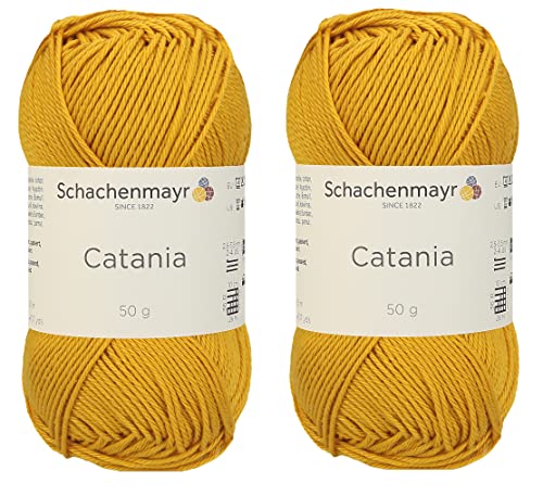 [Set mit 2 Knäuel] SMC Catania Originals 100 % merzerisiertes Baumwollgarn, insgesamt 100 g. Je 50 g / 125 m Amigurumi-Garn Fine-Sport 2 (249 Gold) von Generic